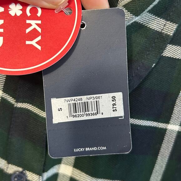 Lucky Brand Split Back Plaid Flannel Shirt NWT Women's S Green Soft Lightweight - Picture 4 of 10